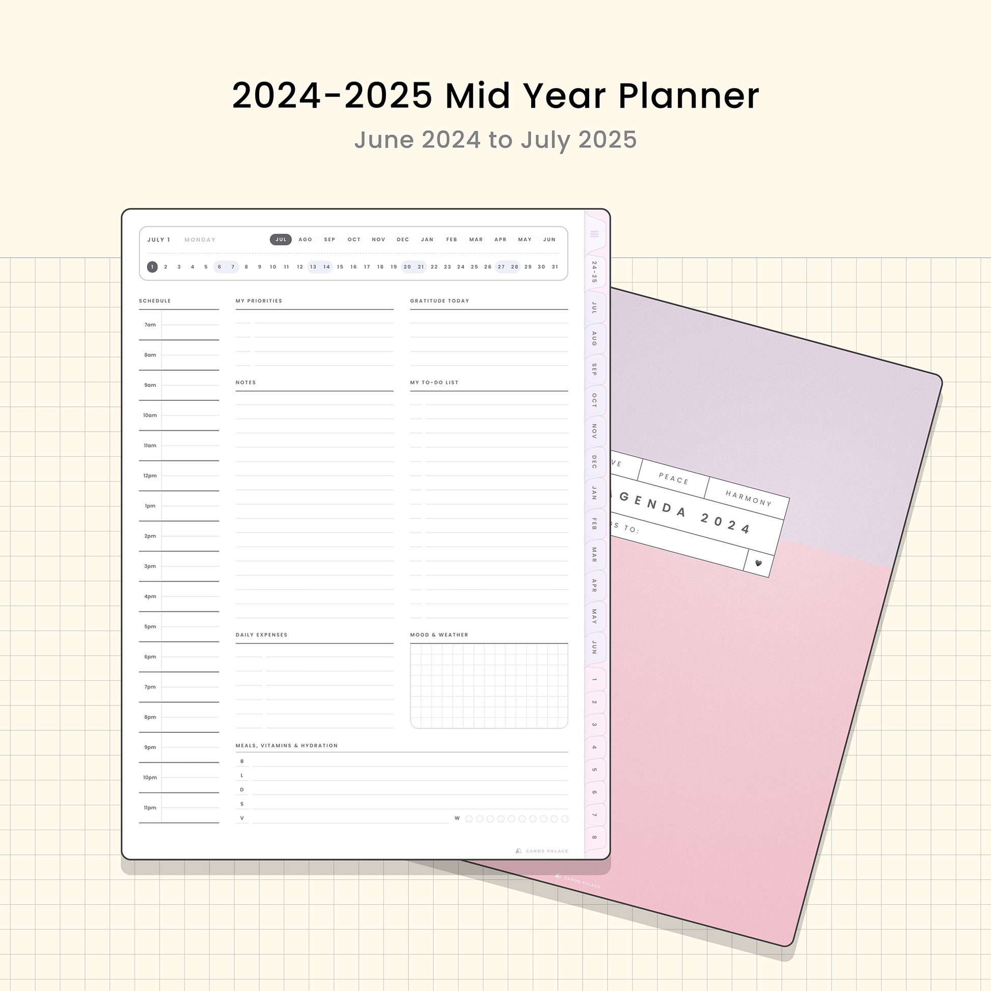 2024 Mid-Year Digital Planner - Cute Pastels - Cards Palace