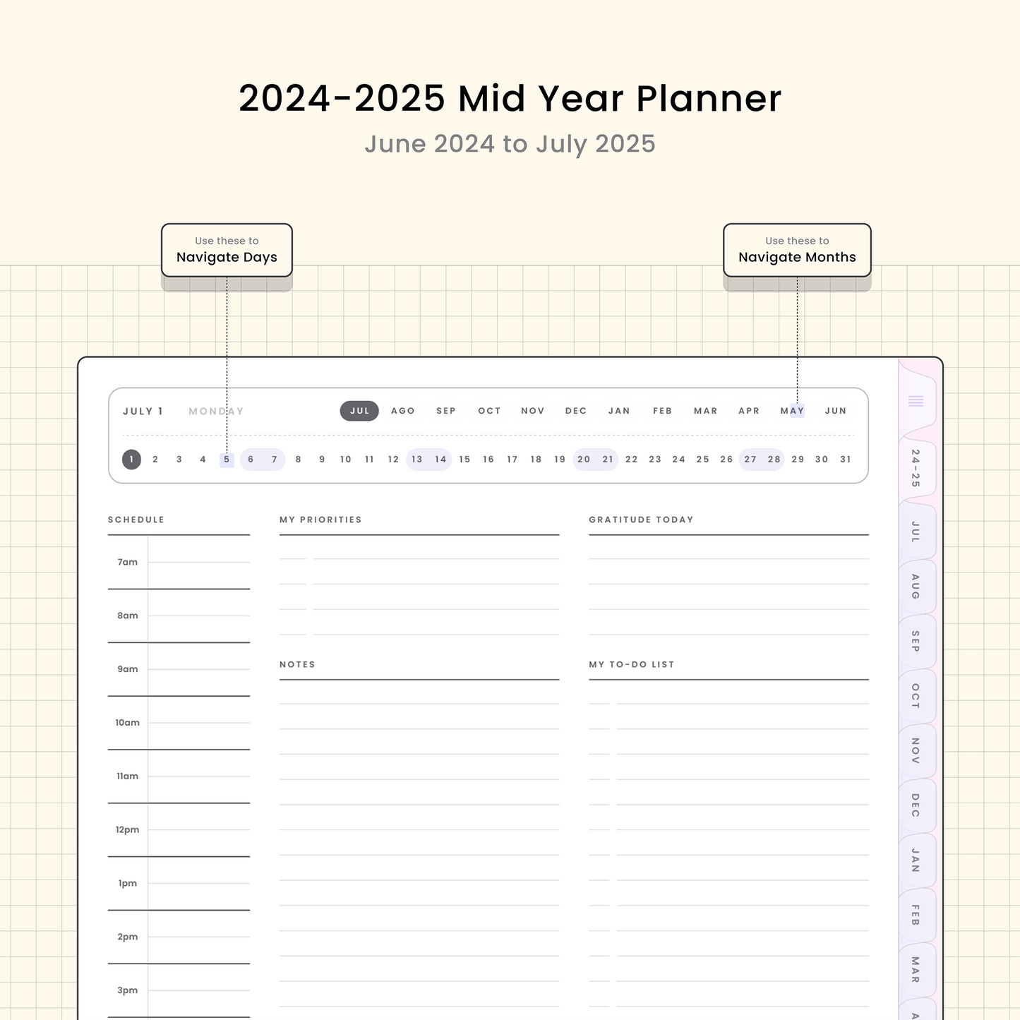 2024 Mid-Year Digital Planner - Cute Pastels - Cards Palace